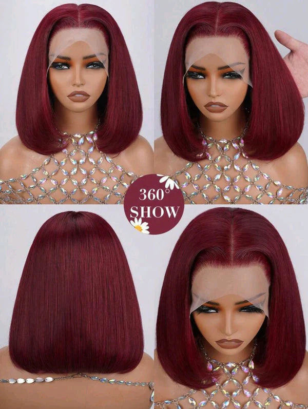 Burgundy Lace Front Human Hair Wig