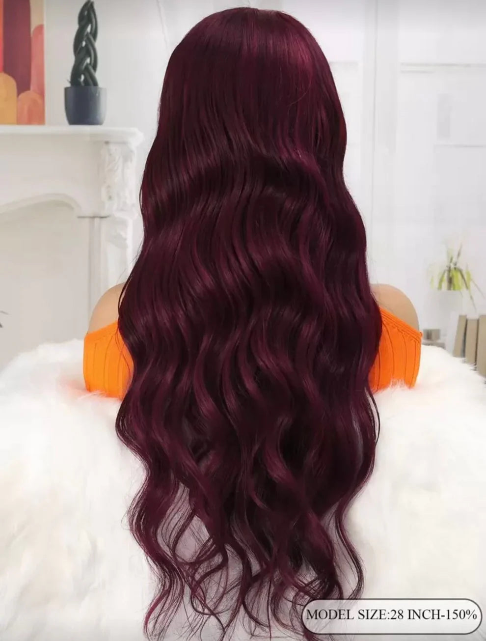 Burgundy Lace Front Wig - Human blend 26 inch Burgundy  Heat resistant