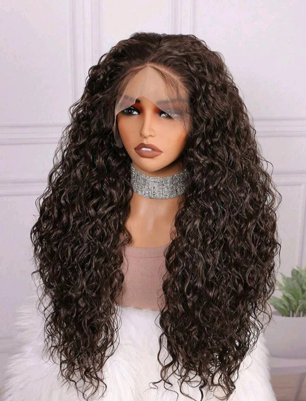 Chocolate Brown Soft Deep Lace Front Wig (human blend) 28 inch
