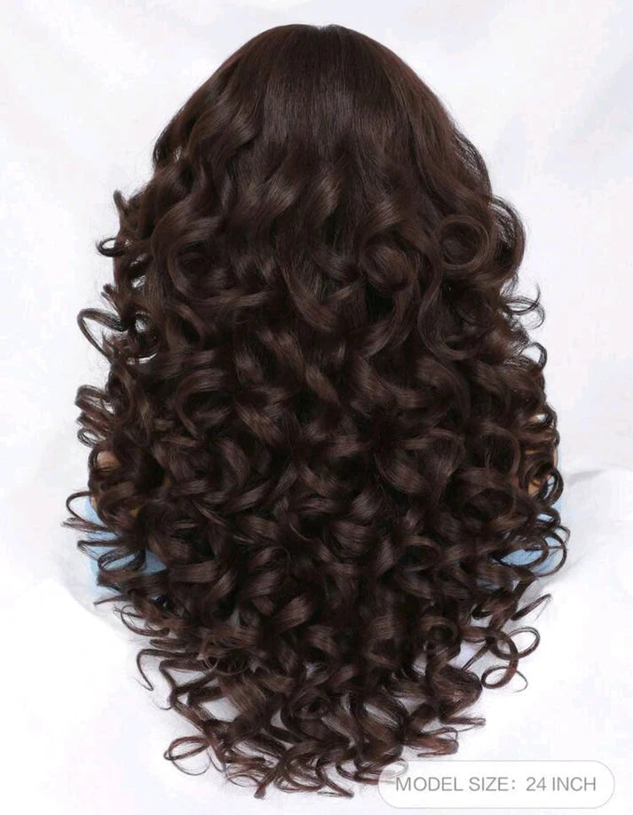 Black Brown Curly Wig (human blend) 24 inch