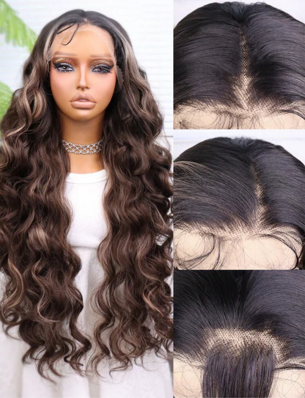 Brown everyday synthetic Heat Resistant Front Lace Wig 30 inch