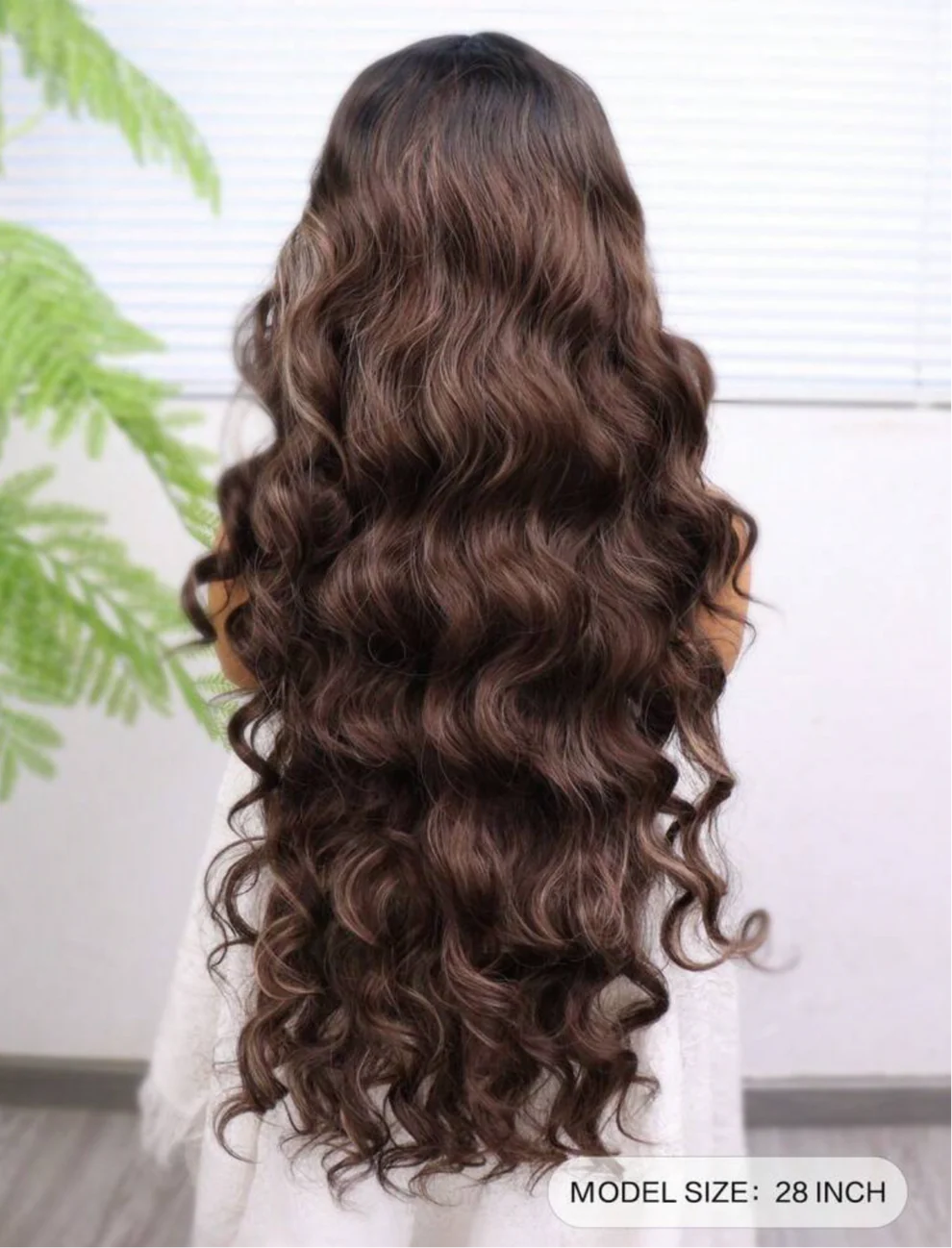 Brown everyday synthetic Heat Resistant Front Lace Wig 30 inch