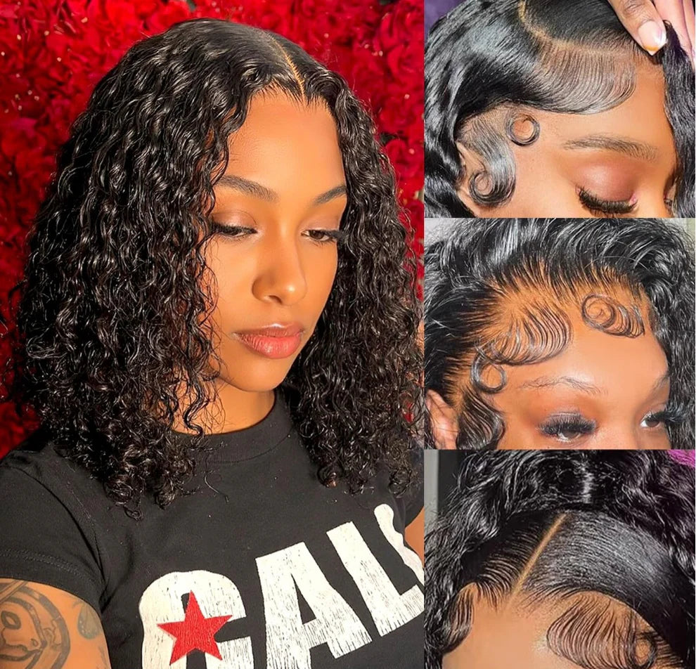 5*5  Glueless curly wig human hair 14 inch