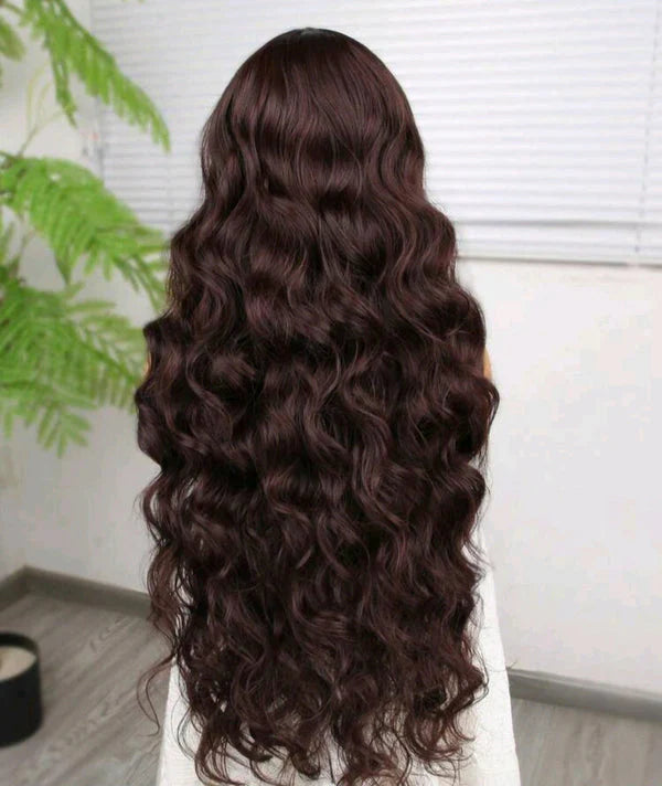 Heat Resistant Front Lace Wig(human blend) 30 inch Brown