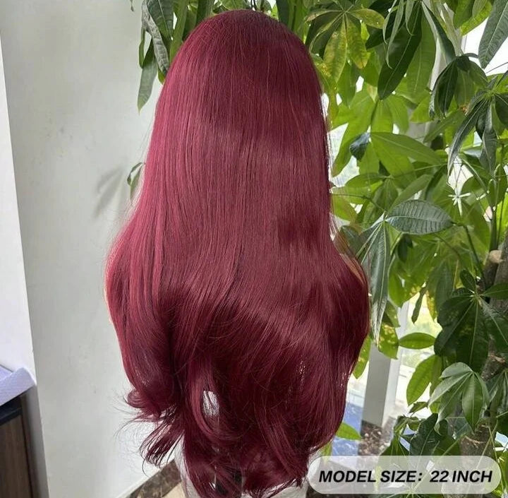 Burgundy Lace Front Wig (human blend) 22 inch Heat resistant