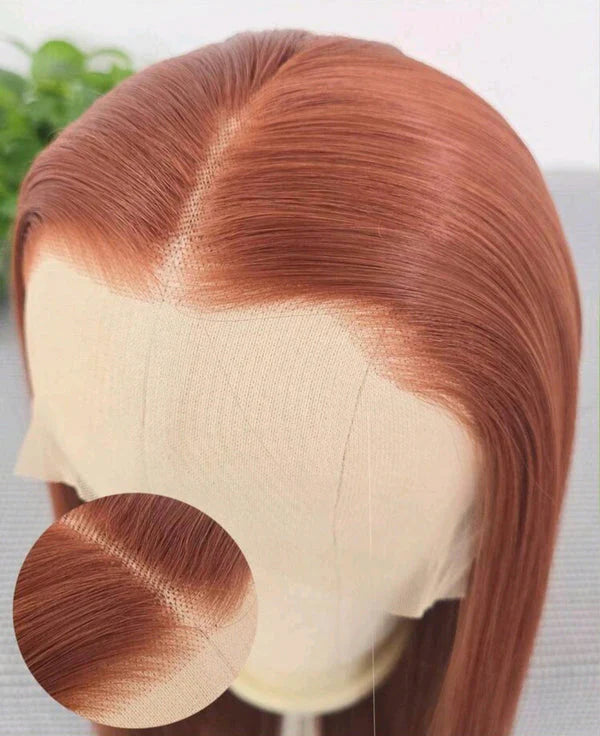 Dark Orange Long Lace Front Wig 32 inch (heat resistant)